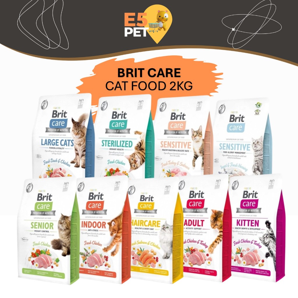Brit Care Cat Dry Food 2kg Grain Free Indoor Kitten Sensitive Haircare ...