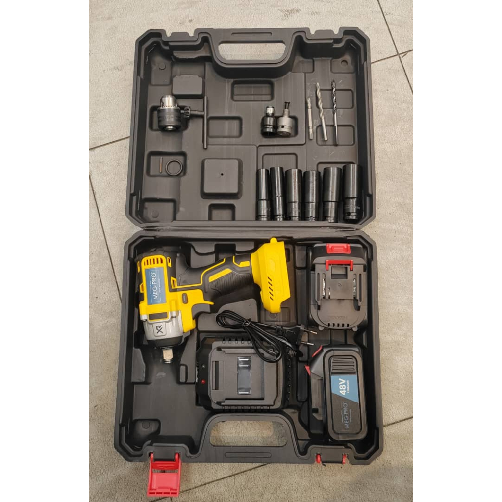 MEGPRO Impact Wrench Cordless 48V 1/2 1/4 inch Electric Brushless ...
