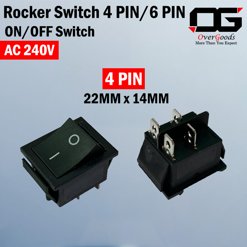 4 PIN / 6 PIN Rocker Switch ON/OFF Switch AC 240V Toggle Button (22MM X ...