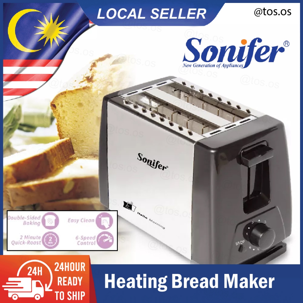 SONIFER SF-6007 Toaster Automatic Pop Up 2 Slices Fast Heating Bread ...