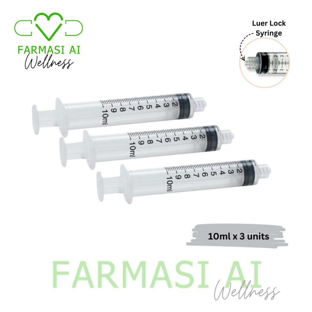 Aross Disposabble Syringe (Luer Lock) 10ml x 3 units (Exp Date: 07/2025 ...