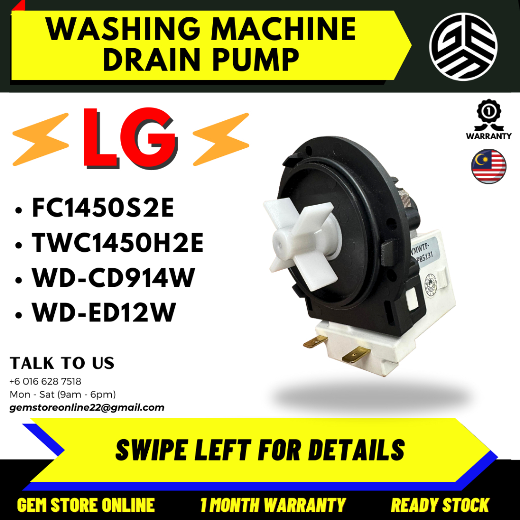 FC1450S2E TWC1450H2E WD CD914W WD ED12W WD ND13WM LG Washing Machine Drain Pump Shopee Malaysia