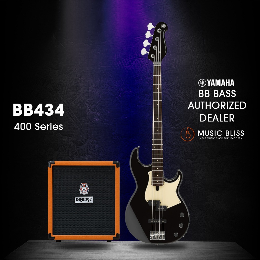 Yamaha BB434 4-string Electric Bass Guitar - Black / Teal Blue ...