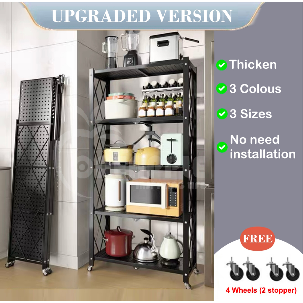 UPGRADED Foldable and movable shelves/stainless steel rack (no ...