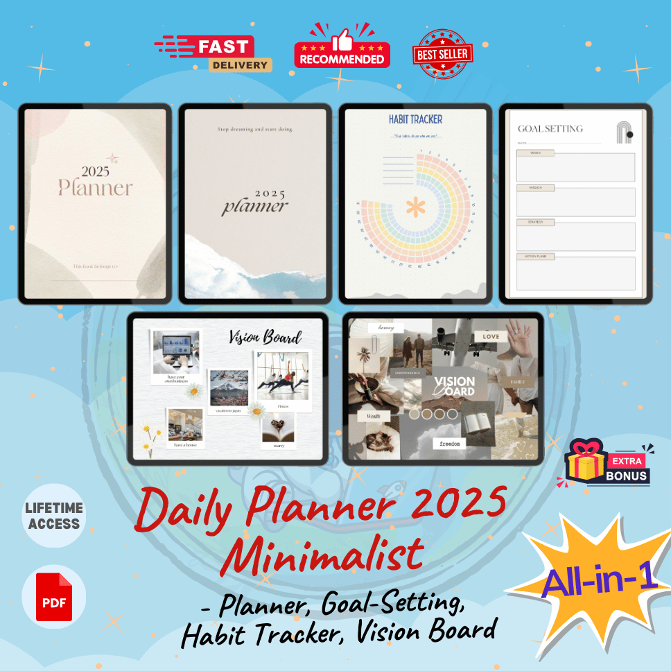 Daily Planner 2025 Bundle Minimalist | Habit Tracker | Goal Setting ...