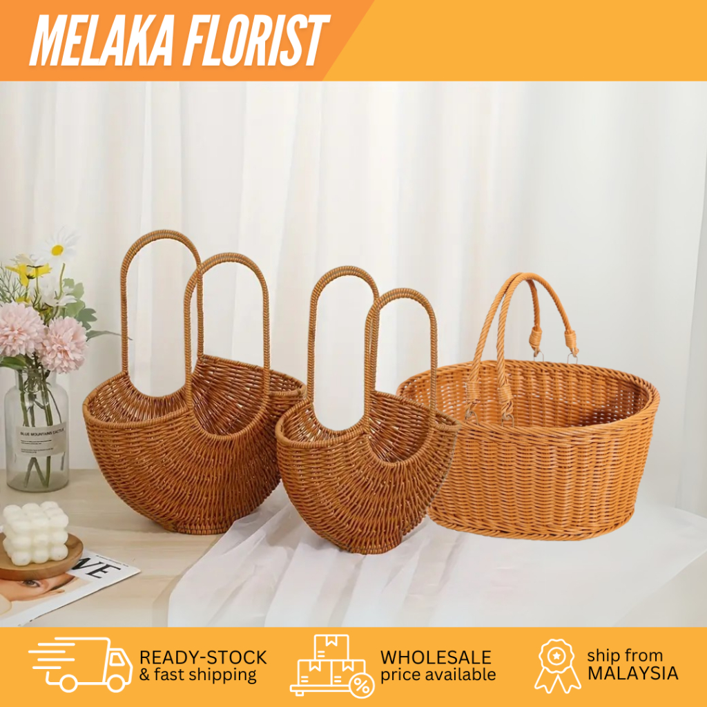 GARDEN BASKET FLOWER BOX Weave Rattan Wicker Storage Fruit Rattan ...