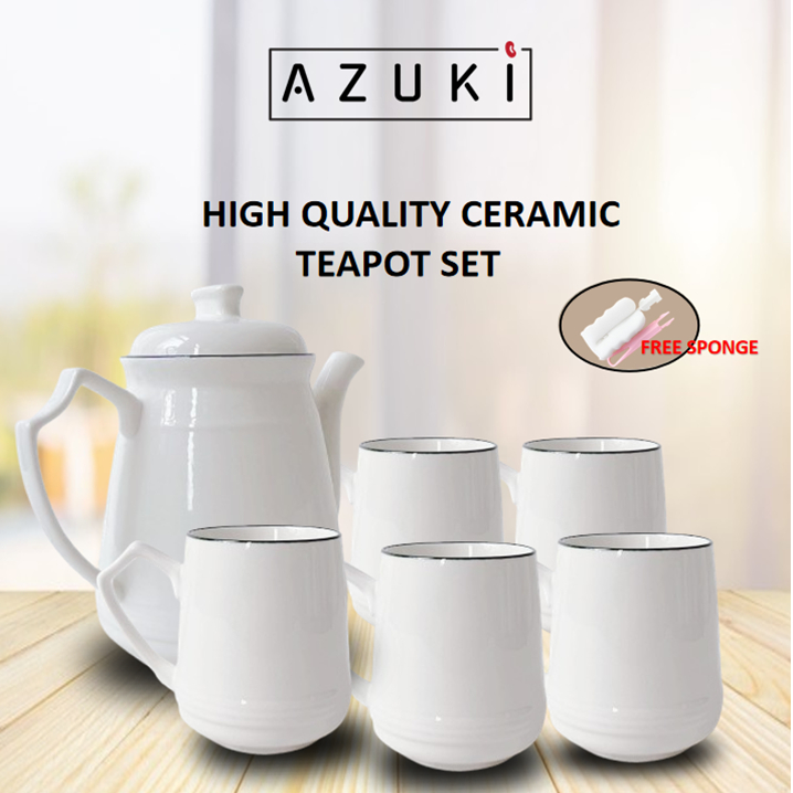 AZUKI 1300ML Ceramic Tea Pot Set Teko Kaca Coffee Chinese Teapot ...