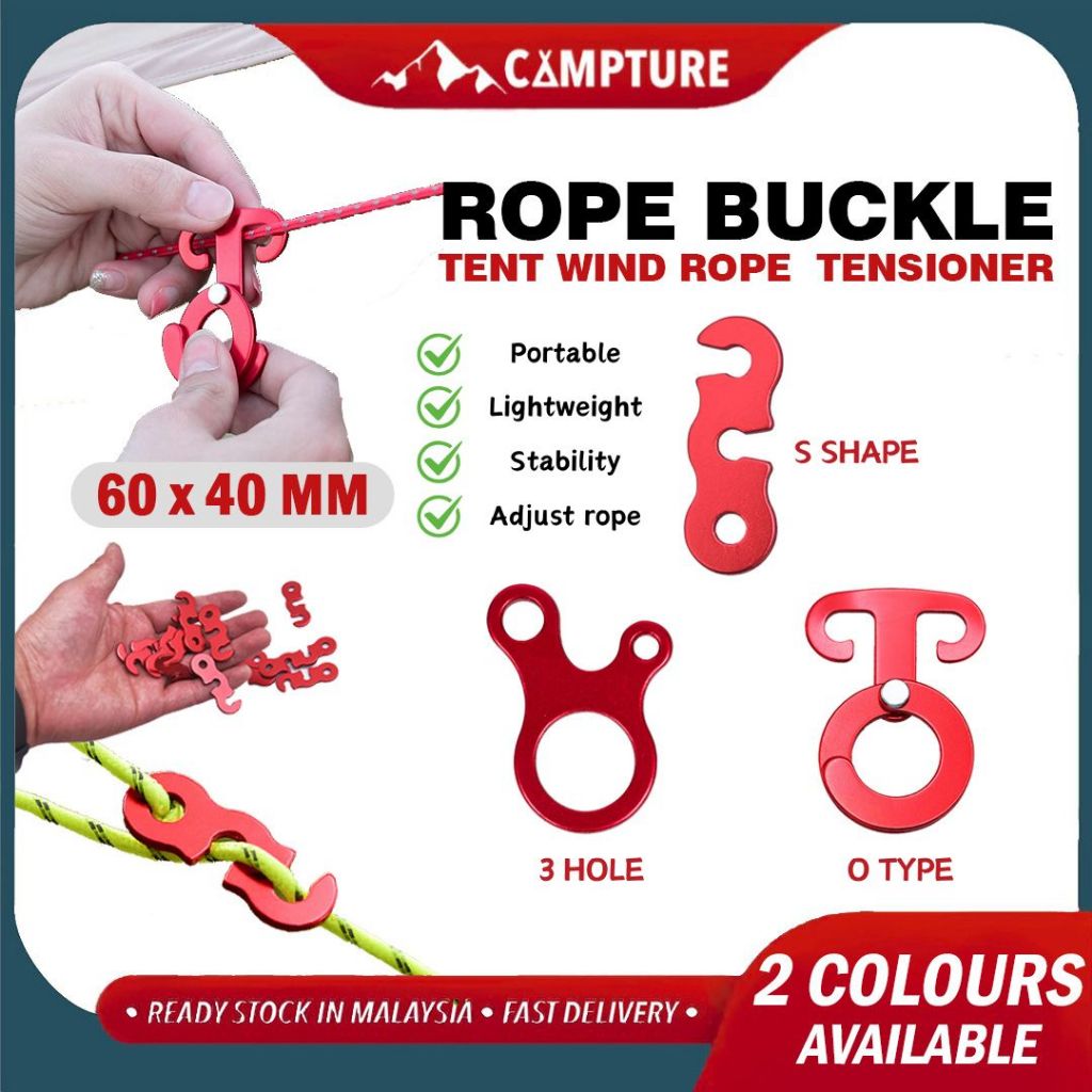 【CAMPTURE】3 Type Tent Wind Rope Buckle Camping Tent Rope Flysheet Quick ...