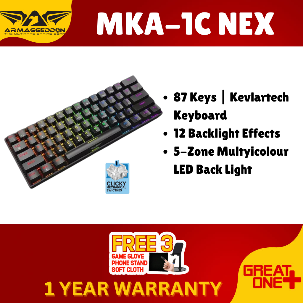 Armaggeddon MKA 1C Nex Hotswappable 61 Keys Wired Mechanical Keyboard ...