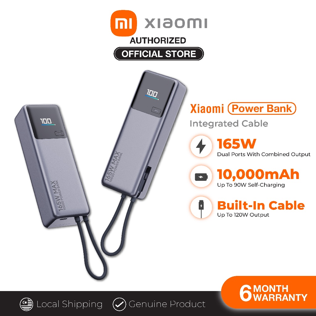 [NEW] Xiaomi 165W Power Bank 10000mAh (Integrated Cable) Built-in Cable ...