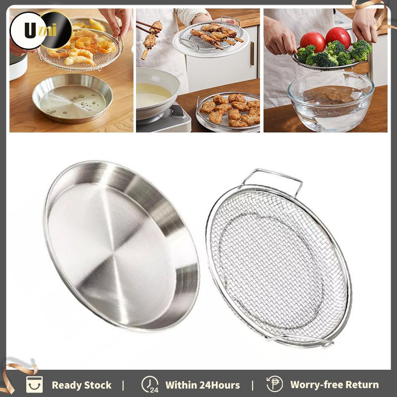 Kitchen Frying Oil Strainer Frying Drain Net with handle 304 Stainless ...