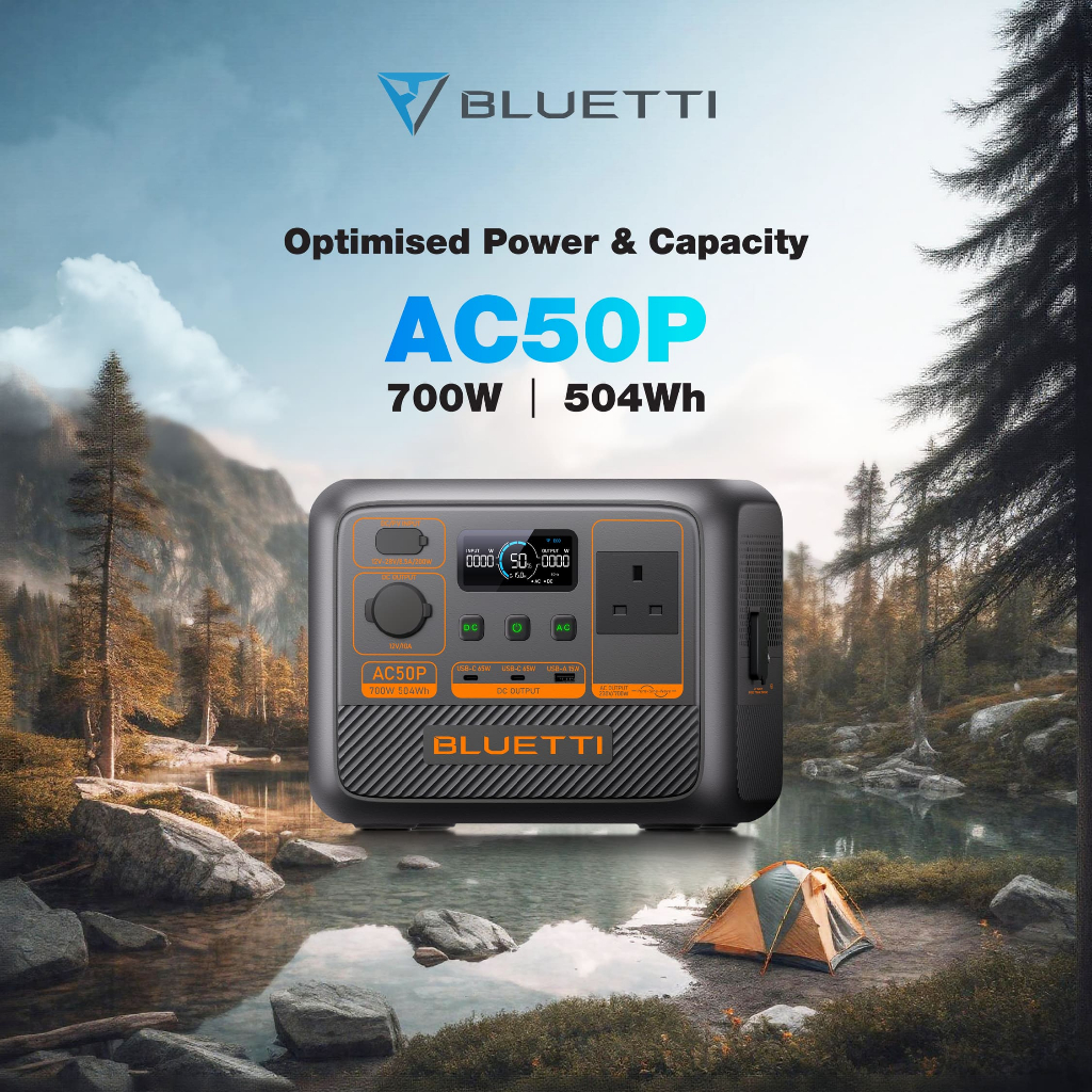 BLUETTI AC50P Portable Power Station 504Wh LiFePO4 LFP Surge AC Solar ...