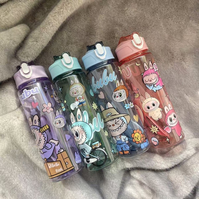 800ml Labubu Water Bottle With Straw Botol Air Kanak Kanak | Shopee ...