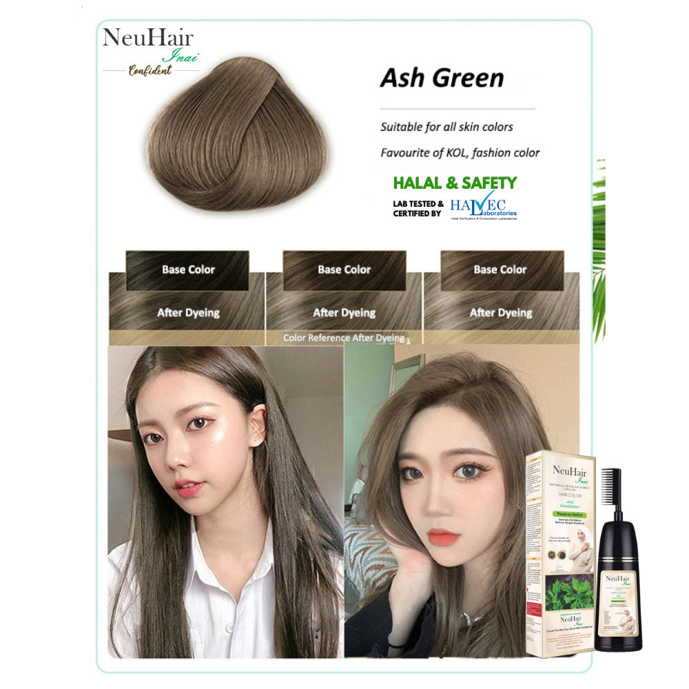 [400ml] Neuhair Ash Green - Pewarna Rambut Inai Hair Dye Color Premium ...