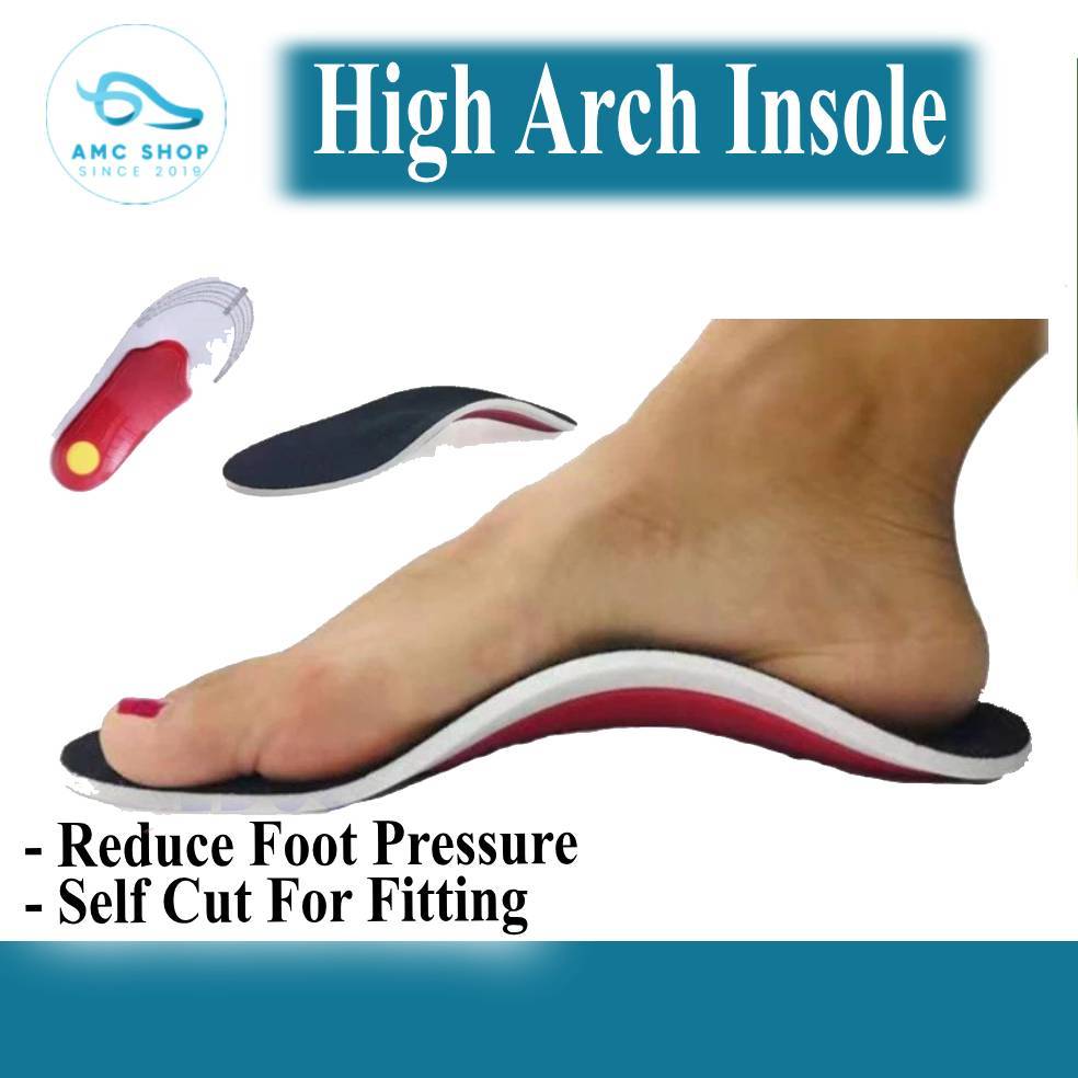 AMC High Arch Insole Support Cushion Shoe Orthotic Insoles for Flat ...