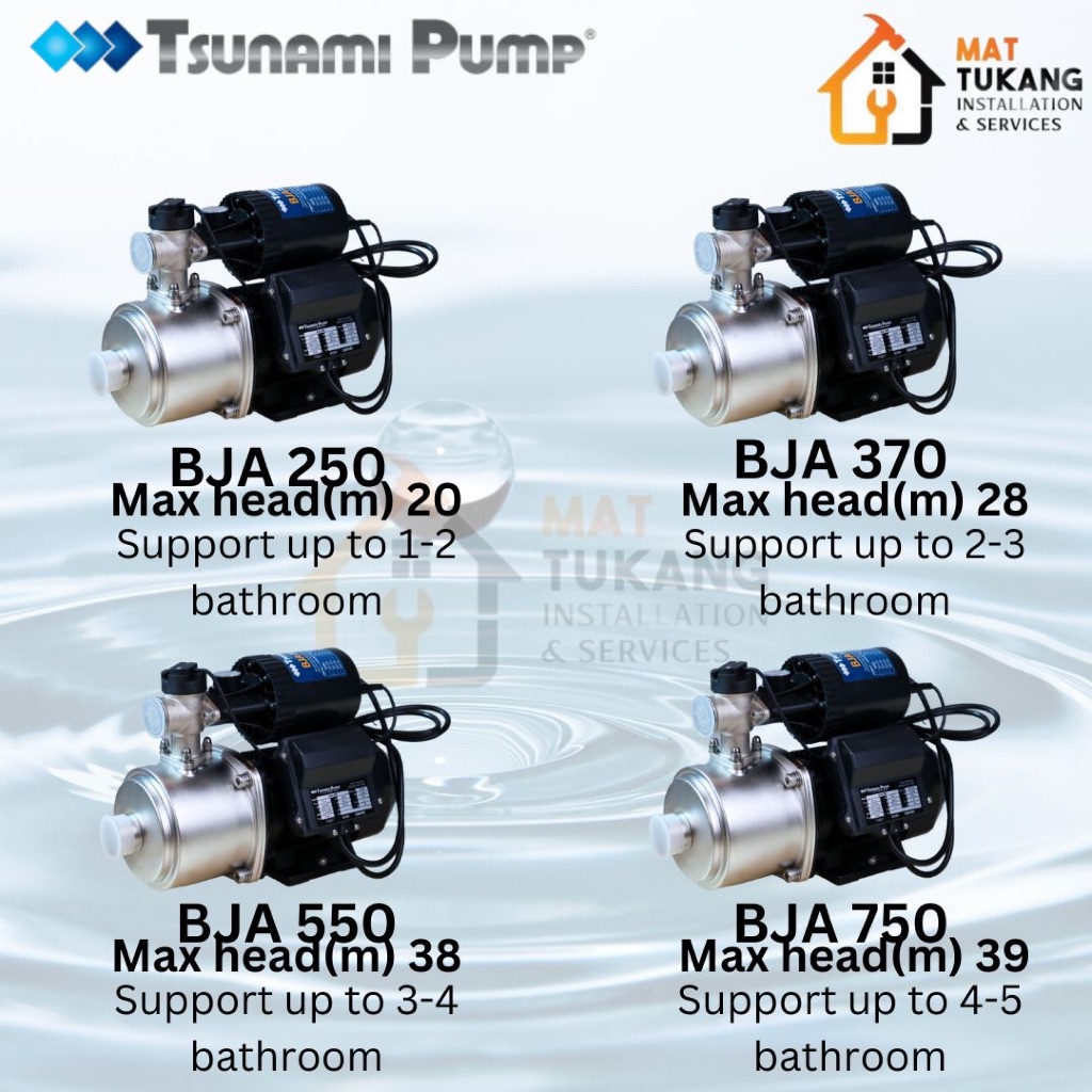 TSUNAMI PUMP BJA SERIES MAIN PIPE ASSIST PRESSURE PUMP (BJA-250/ BJA ...