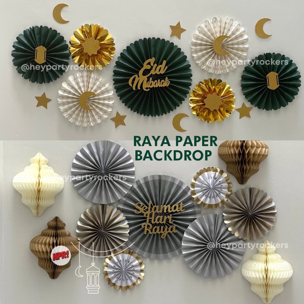 Raya Decoration Backdrop with Eid Mubarak and elegant Gold Foil for ...