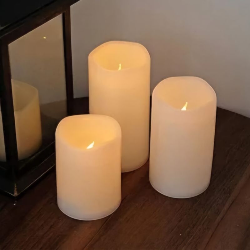 IKEA GODAFTON 3 PCS LED block candle in/out, set of 3, battery-operated ...