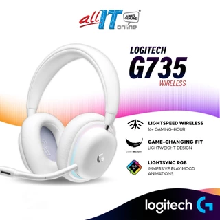 Logitech G735 Wireless Gaming Headset with Customizable LIGHTSYNC RGB Lighting, LIGHTSPEED, Bluetooth® - White Mist