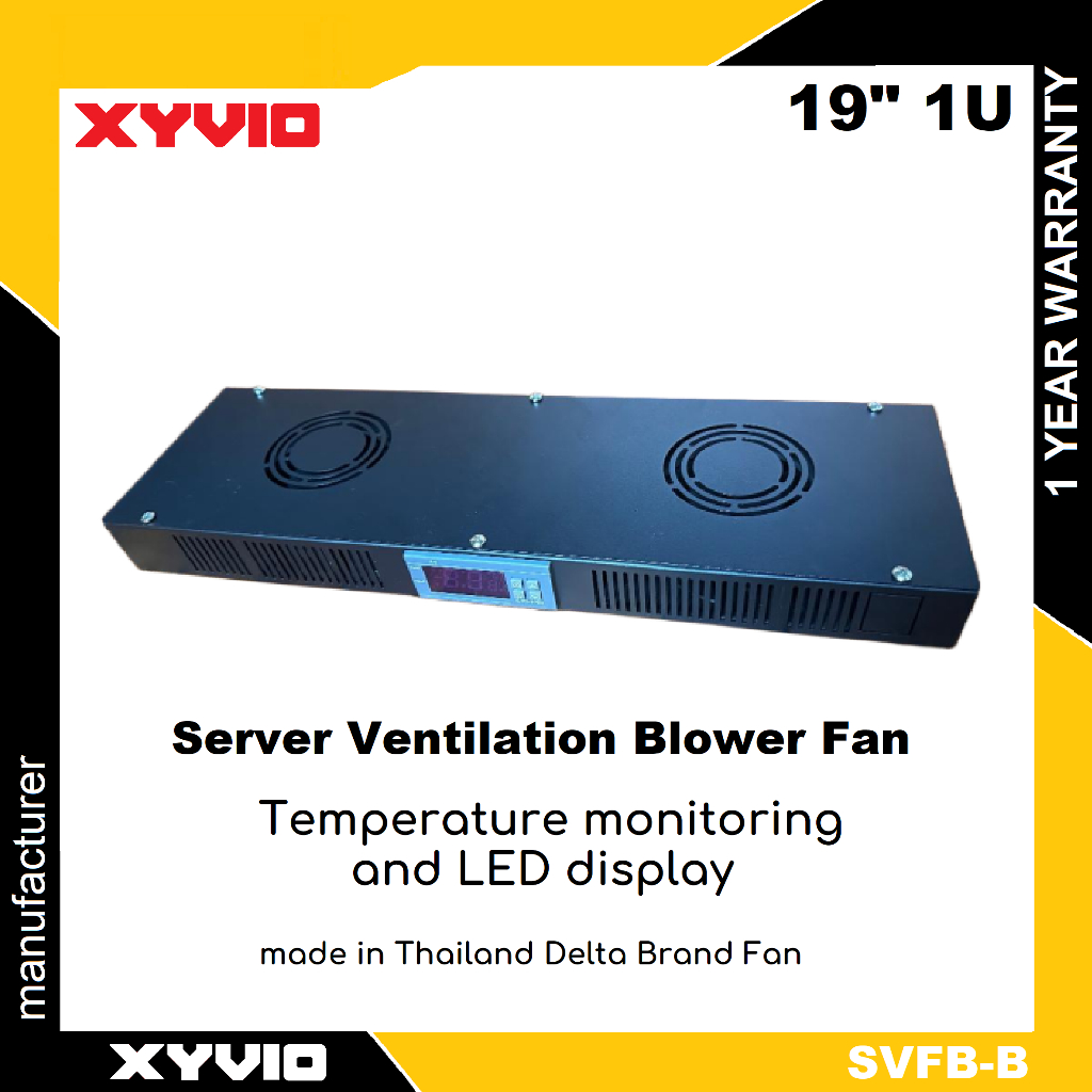 XYVIO 19” 1U Temperature Sensor Control Ventilation Server Fan Rack ...