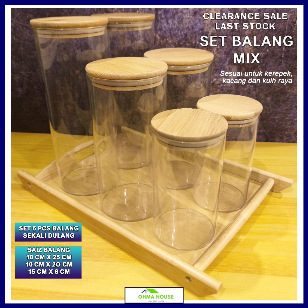 OHMA House Set Balang Kuih Raya Mix Saiz 6 Pcs dan Dulang Balang ...