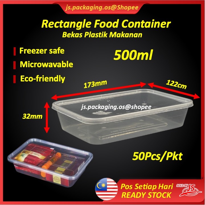 FR500 Microwaveble Rectangular Disposable Plastic Food Container 50 Set ...
