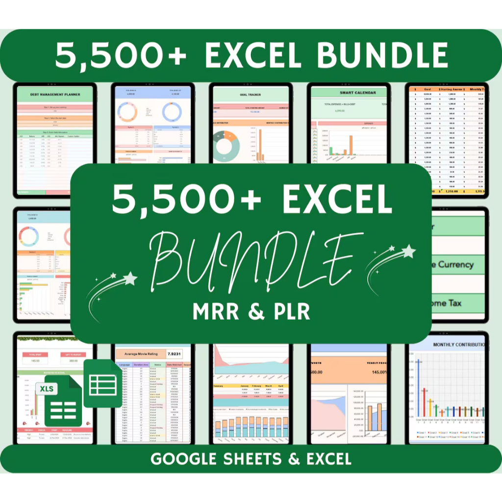 5500+ MRR PLR Excel Bundle Done For you All in one Templates Google ...