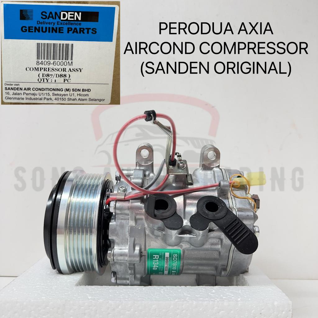8409-6000M (100% SANDEN ORIGINAL) PERODUA AXIA AIRCOND COMPRESSOR FULL ...
