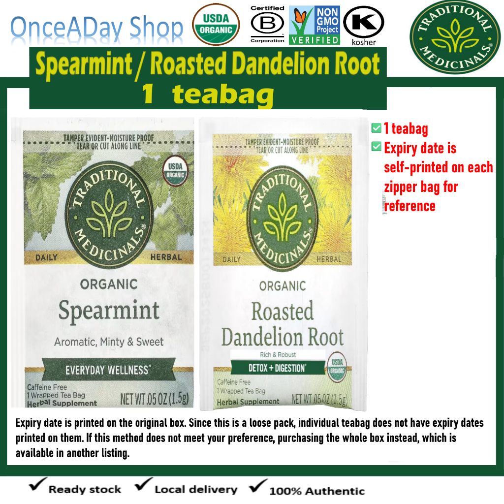 Traditional Medicinals Organic Spearmint Tea/ Roasted Dandelion Root ...