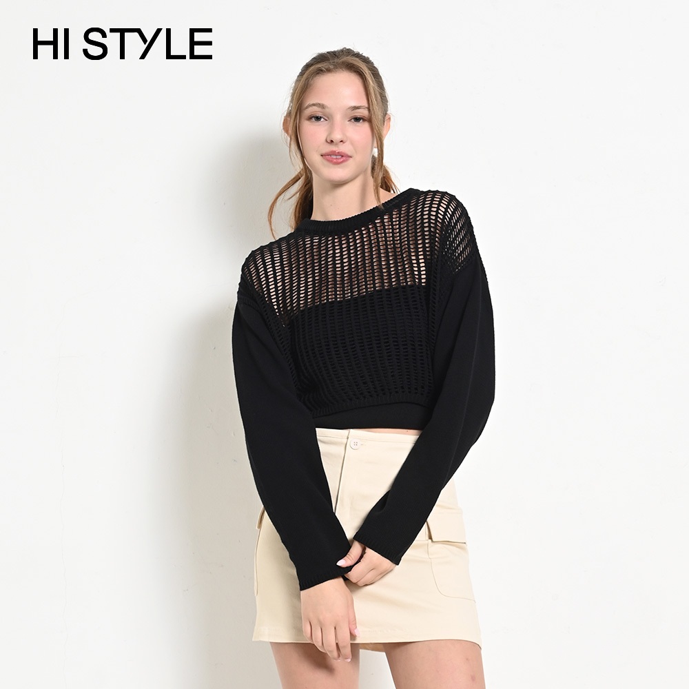 HI STYLE Women Knit Long Sleeve Top - Black - FVL410652 / Baju Lengan ...