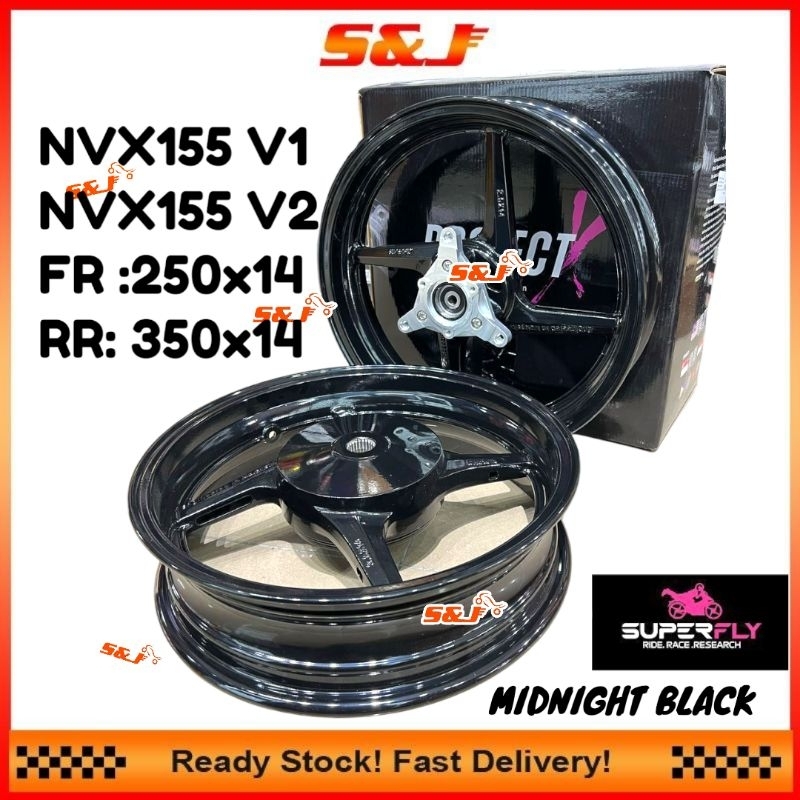SUPERFLY PROJECT X 4 BATANG NVX 155 V1 V2 SPORT RIM SET MIDNIGHT BLACK ...