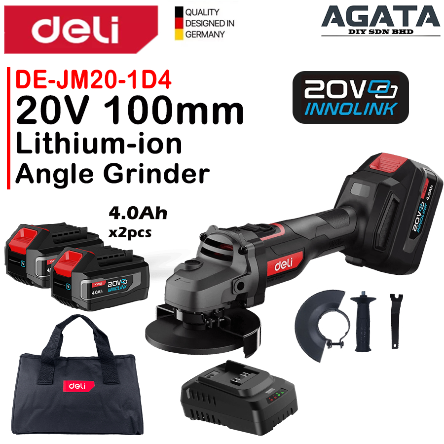 DELI Li-Ion Angle Grinder 20V 100mm (4
