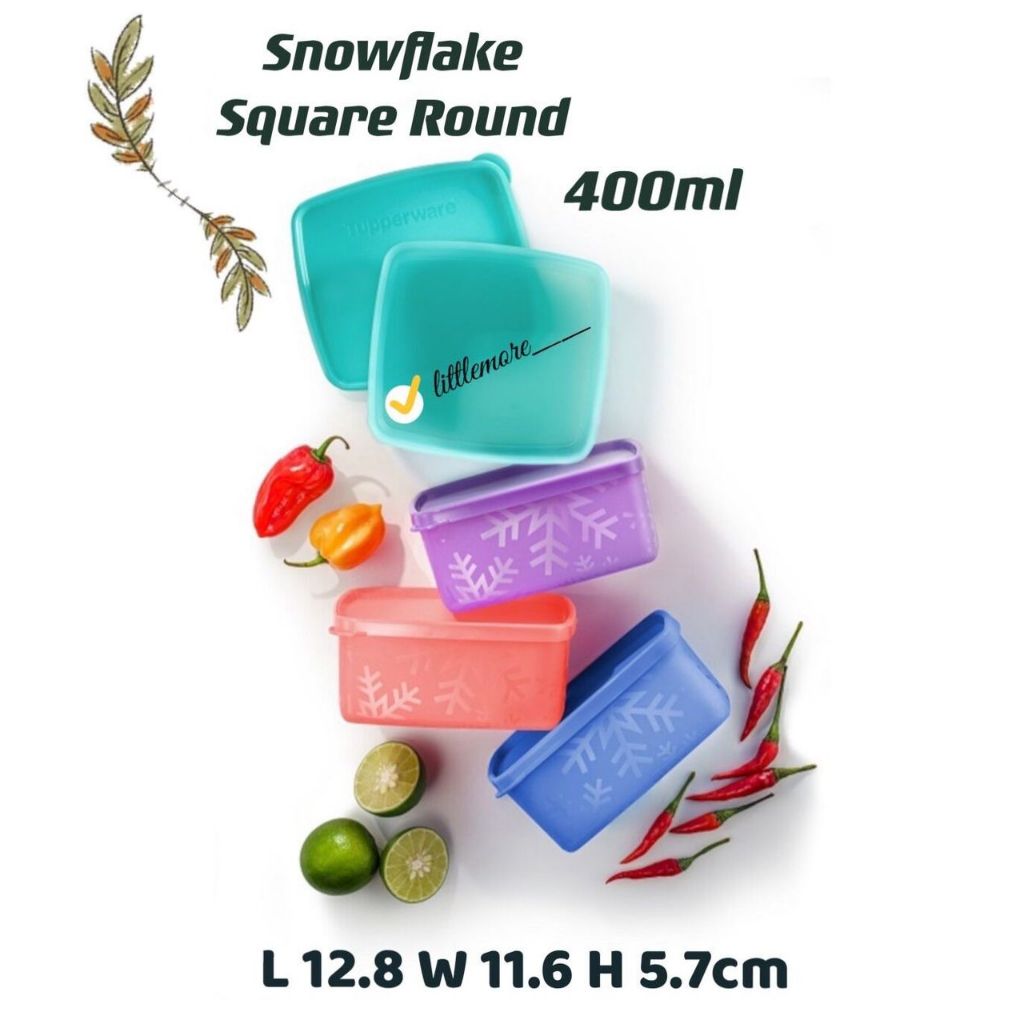 i'3352' Tupperware Snowflake Square Round 400ml/ Snowflake Set / Snack ...