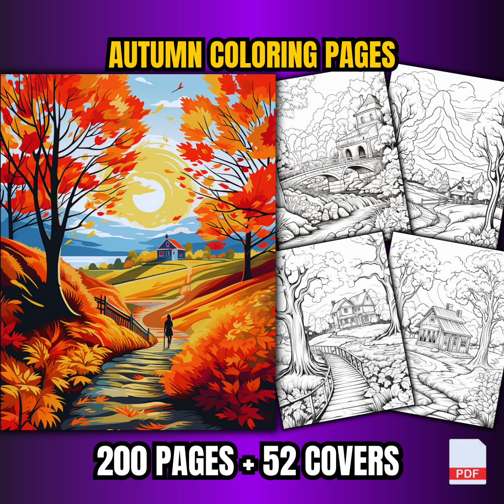 [PDF] 200 Autumn Coloring Pages For Adults | Shopee Malaysia