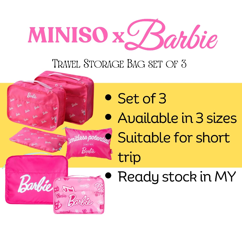 MINISO x Barbie Travel Kit in in Comestic Bag Storage