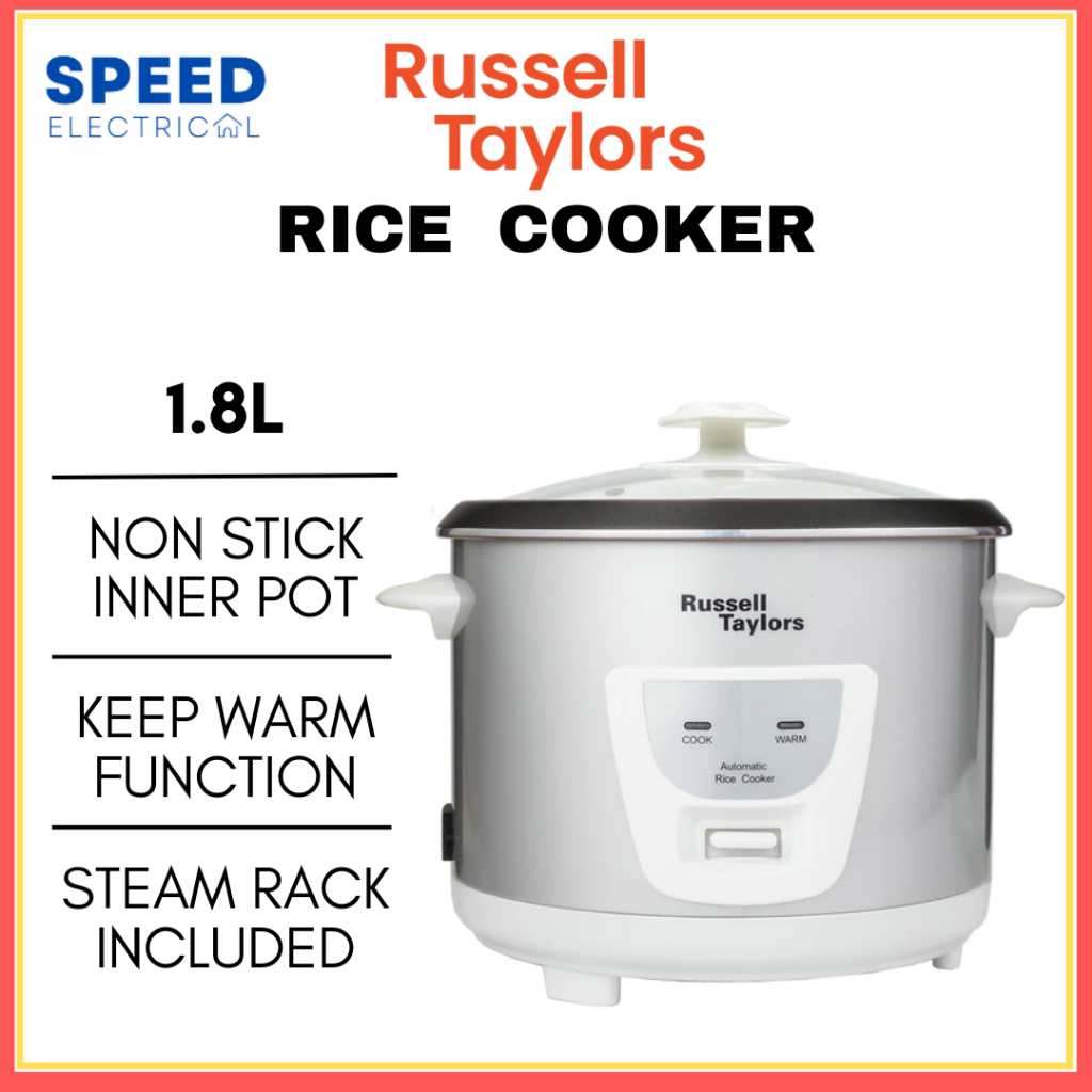 RUSSELL TAYLORS CONVENTIONAL RICE COOKER 1.8L ERC-18 NON STICK POT ...