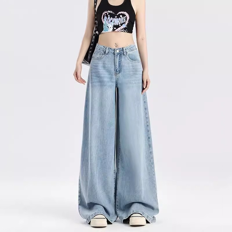 Blue loose casual plus size lace hemp cropped pants main image 1