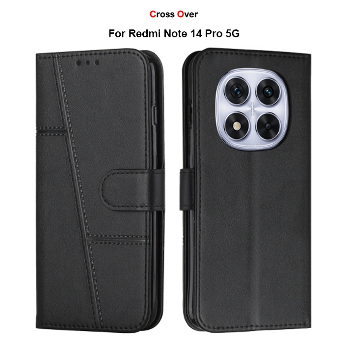 For Redmi Note 14 Pro 5G PU Leather Flip Bag With Card Holder Pouch Bag ...