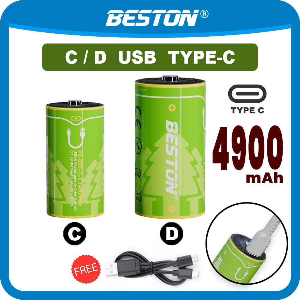 Pile Rechargeable AA Li-Poly Avec Câble 4 X USB-C - 1.5V - Paquet De 4