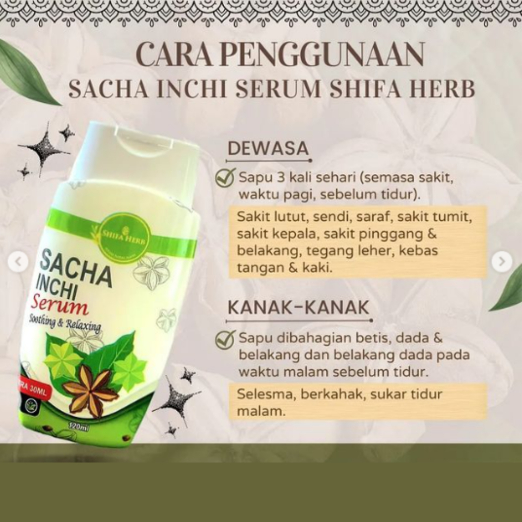 SHIFA HERB SACHA INCHI SERUM ( MASSAGE OIL ) | Shopee Malaysia