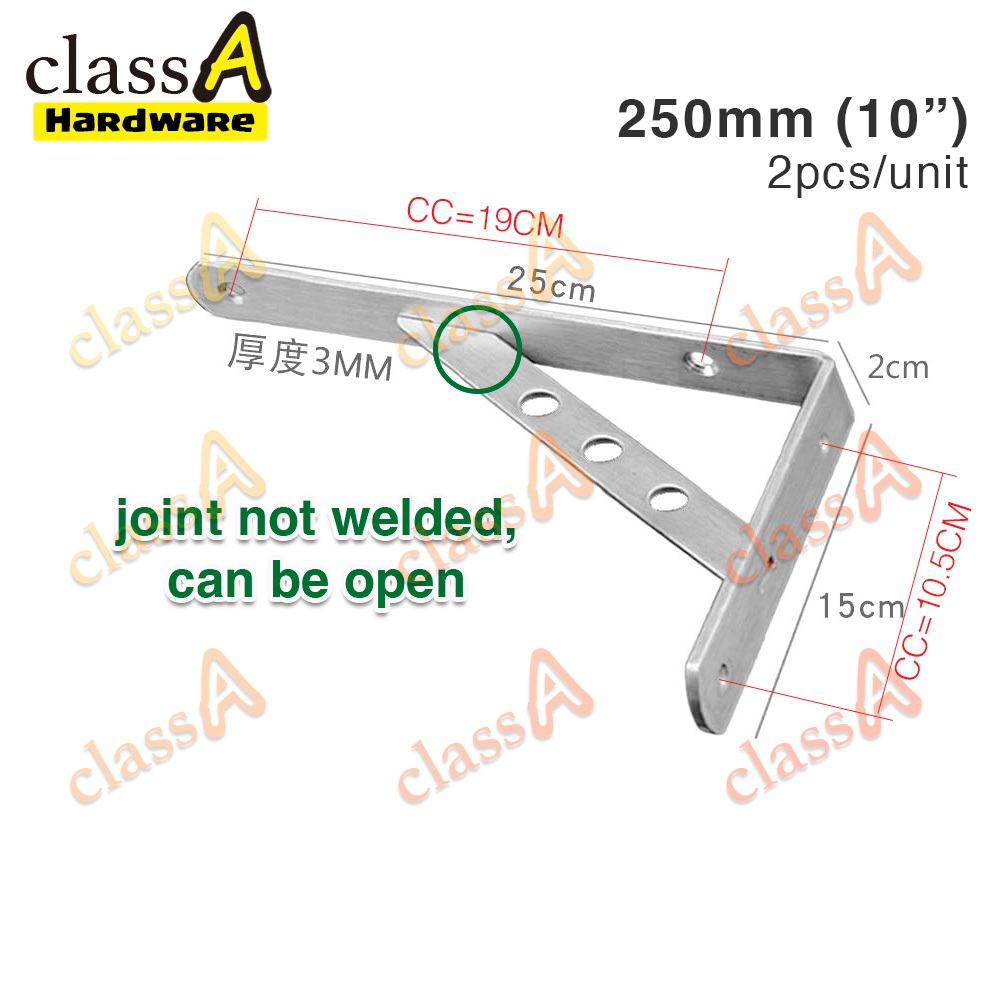 ClassAHW Stainless Steel L Bracket L-Shaped Shelf Support L Bracket Rak ...