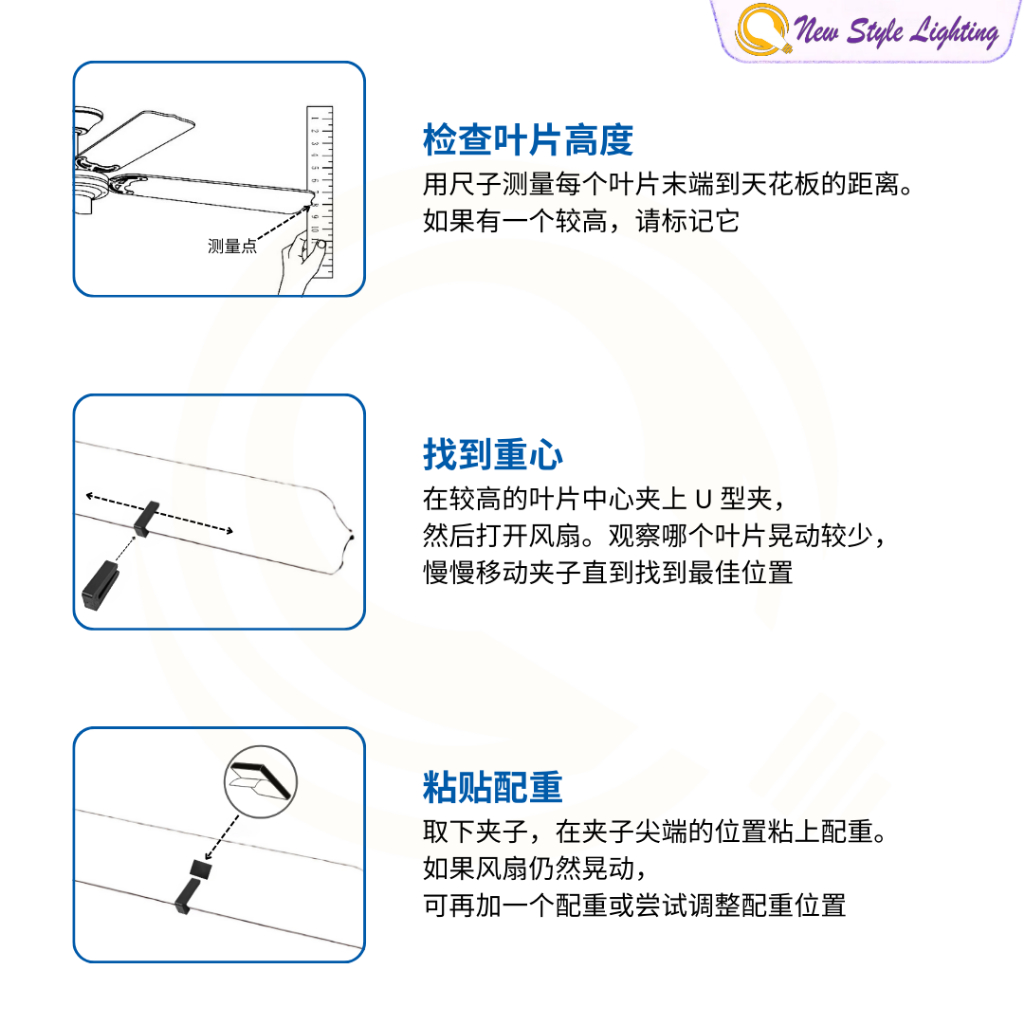 3pcs 5 gram Dynamic Fan Balance Kit Ceiling Fan Balancing Clip Double ...