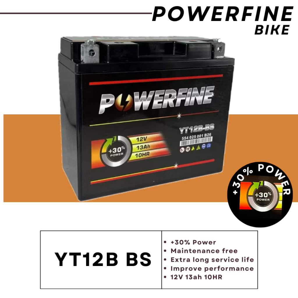 YT12B-BS BT12B MONFA BATTERY POWERFINE YAMAHA FZ6 XJ6 VMAX / KAWASAKI ...