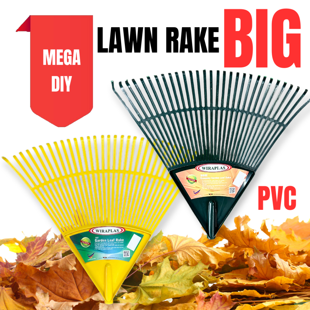 [EXTRA BIG] Heavy Duty BIG PVC Lawn RAKE GARDEN LEAF Plastic Lawn Rake ...