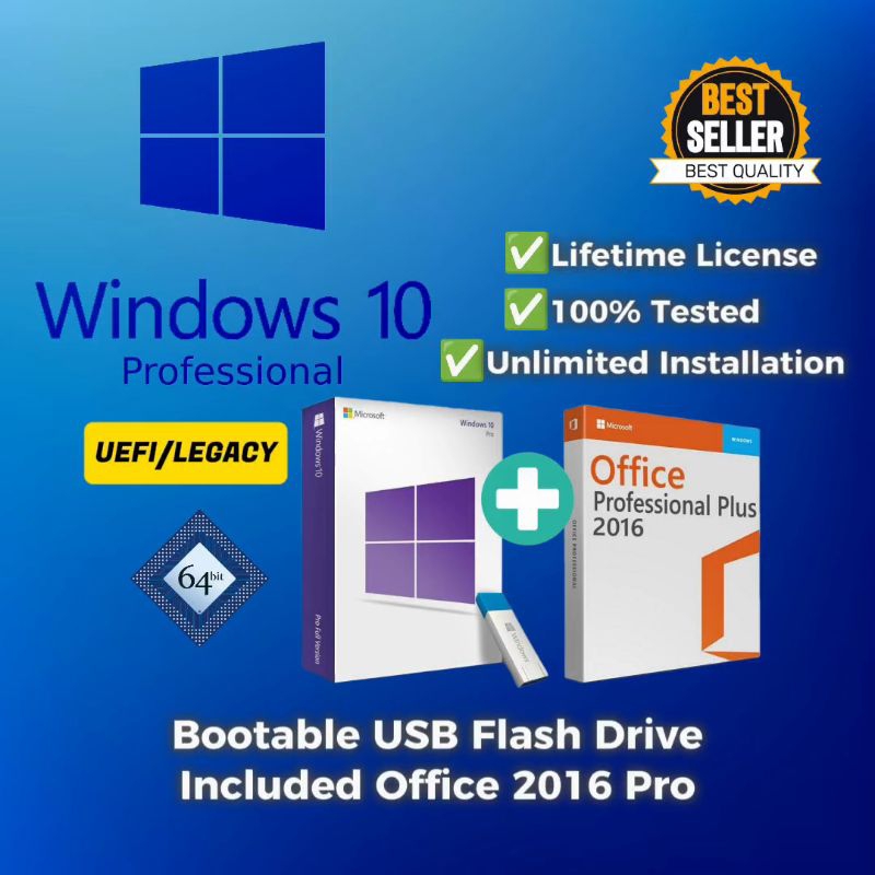 Bootable USB Flash Drive Win 10 Pro + Office 2016 (x64) | Shopee Malaysia