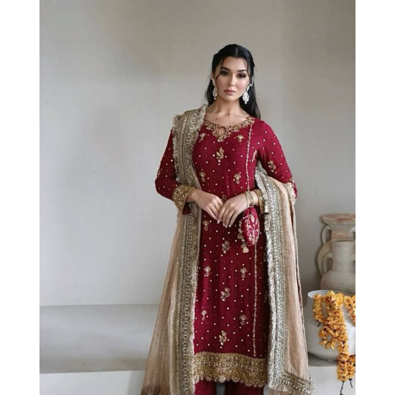 Gilrs Designer Top & Palazzo with Attached Dupatta and Belt