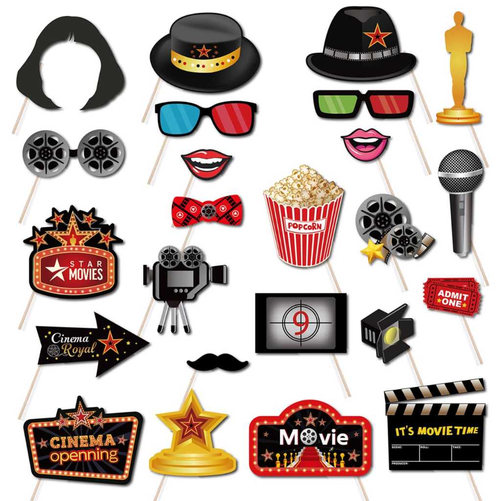 [M'SIA READY STOCK] 1 set 24pcs Hollywood Photo Booth Props | Shopee ...