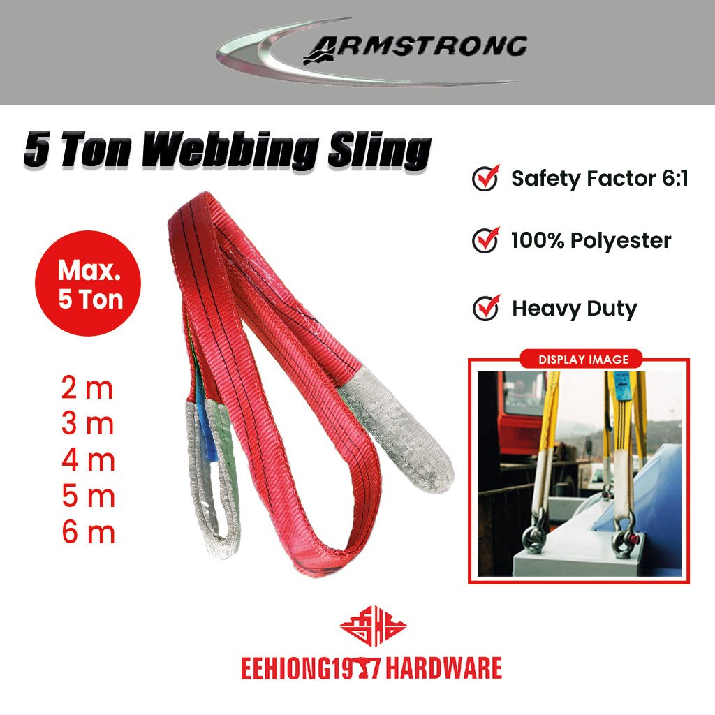ARMSTRONG 5TON Heavy Duty Polyester Webbing Sling Tali Angkat Sling ...