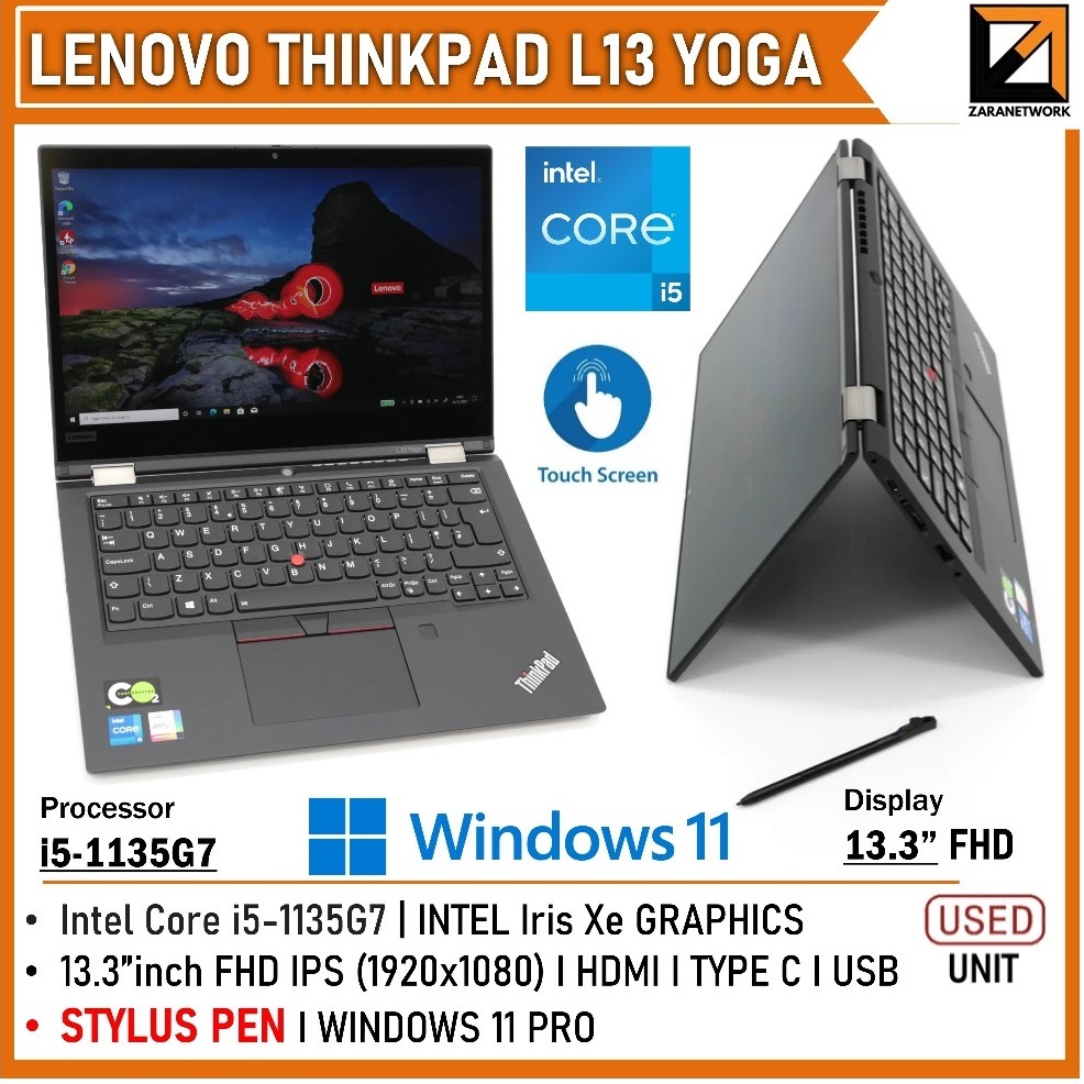 Lenovo Thinkpad L13 Yoga (1 YEAR WARRANTY T&C) Core i5 11th GEN 2 in 1 ...
