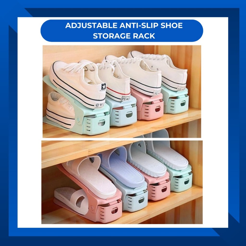 Adjustable 3 Level Anti Slip Shoes Storage Shoe Organizer Shoe Rack Rak ...